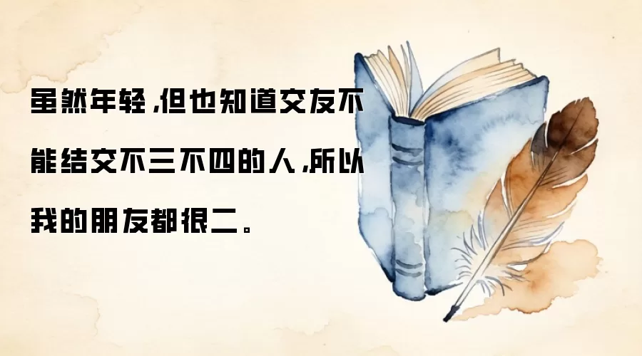 虽然年轻，但也知道交友不能结交不三不四的人，所以我的朋友都很二。