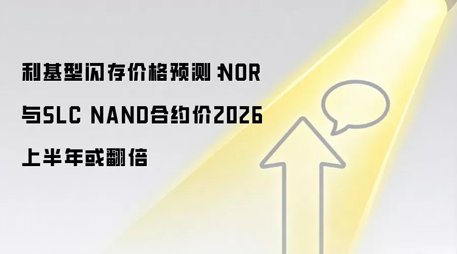 利基型闪存价格预测：NOR与SLC NAND合约价2026上半年或翻倍