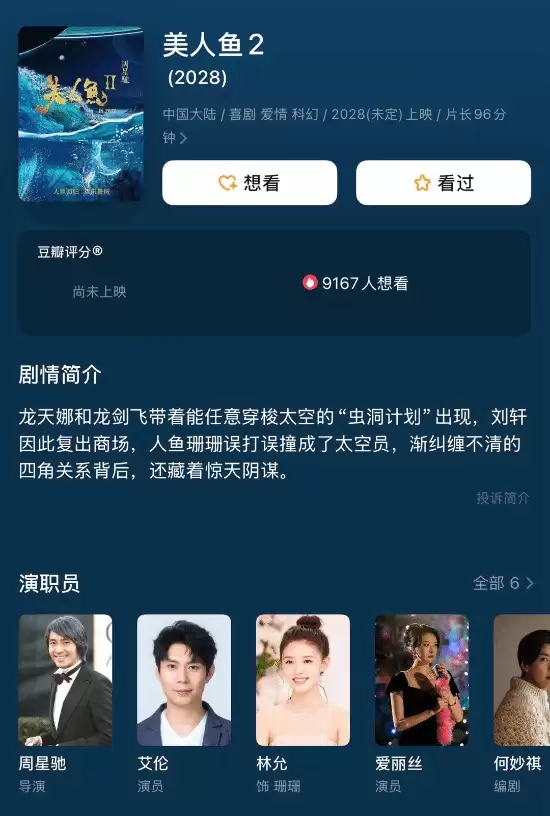 周星驰《美人鱼2》杀青8年 上映遥遥无期