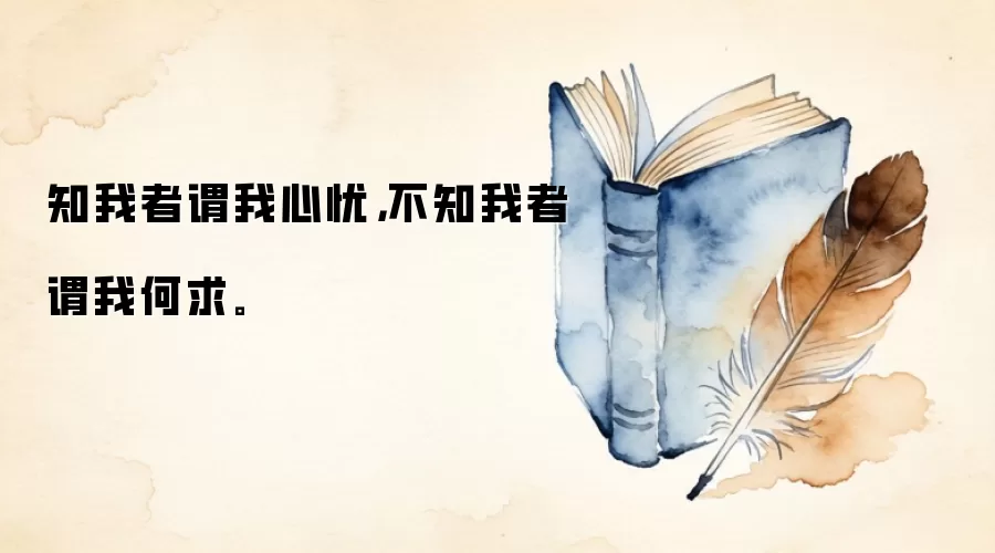 知我者谓我心忧,不知我者谓我何求。