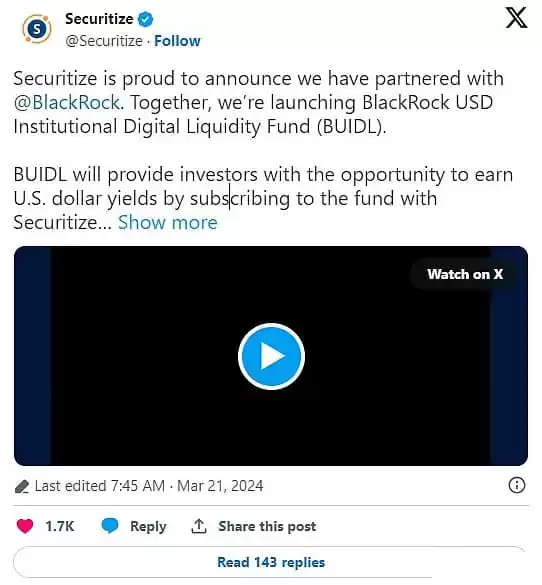 贝莱德推出代币化基金BUIDL为何意义非凡