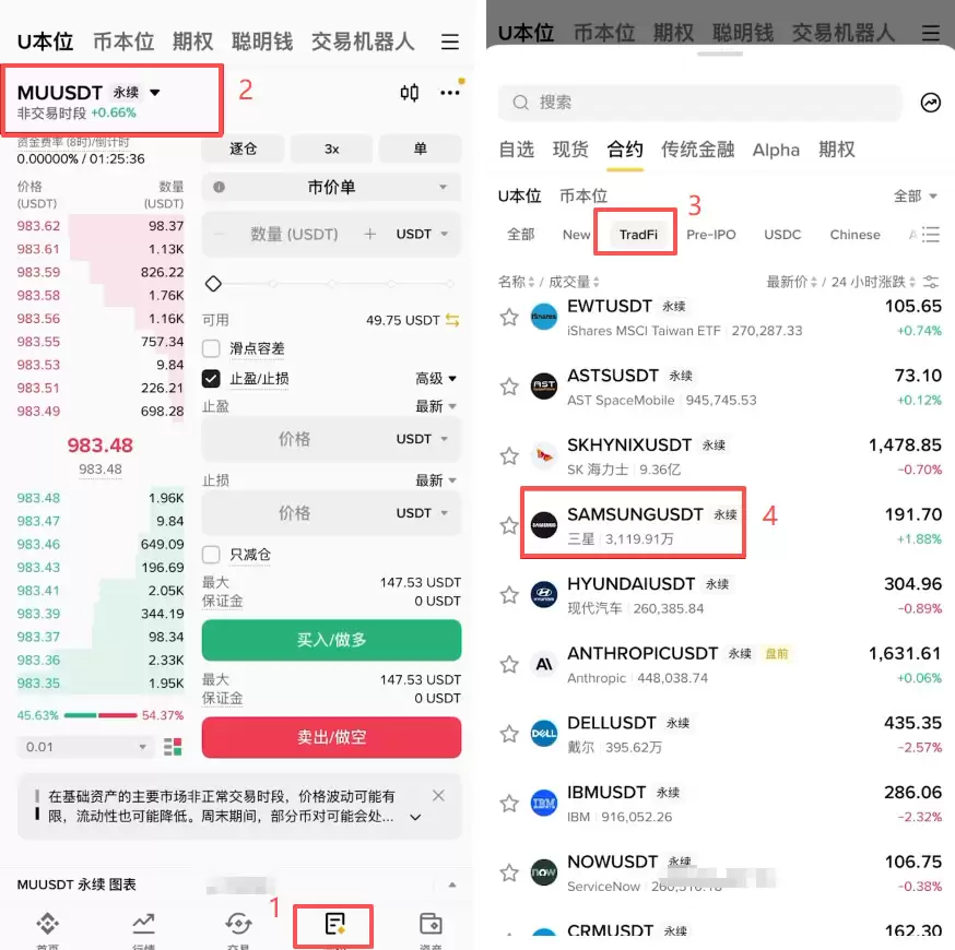 币安APP合约做多做空三星电子(Samsung)怎么操作？2026完整操作教程
