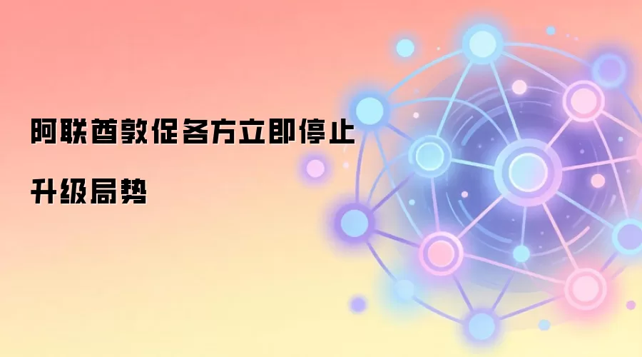 阿联酋敦促各方立即停止升级局势