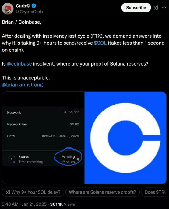 TRUMP热潮引发Solana网络交易量激增！Coinbase延迟问题浮现