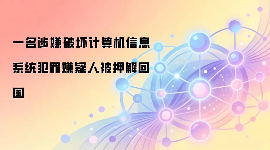 一名涉嫌破坏计算机信息系统犯罪嫌疑人被押解回国