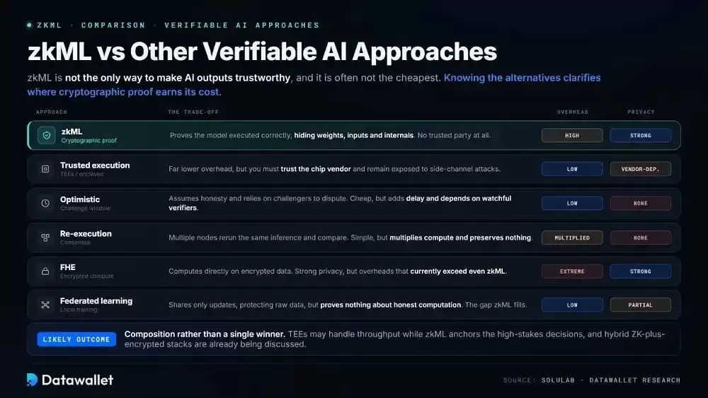 zkML 与其他可验证 AI 方法的比较