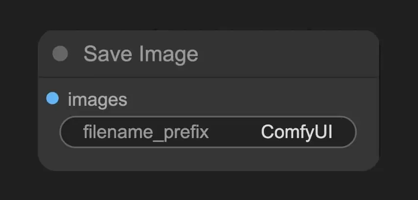 ComfyUI Sa ve Image 节点显示 images 输入和 filename_prefix 文件名前缀