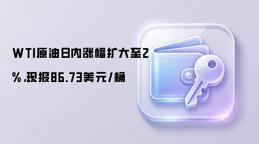 WTI原油日内涨幅扩大至2%，现报86.73美元/桶