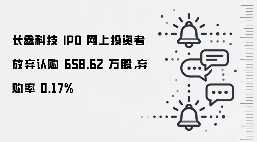 长鑫科技 IPO 网上投资者放弃认购 658.62 万股，弃购率 0.17%