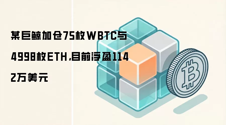 某巨鲸加仓75枚WBTC与4998枚ETH,目前浮盈1142万美元