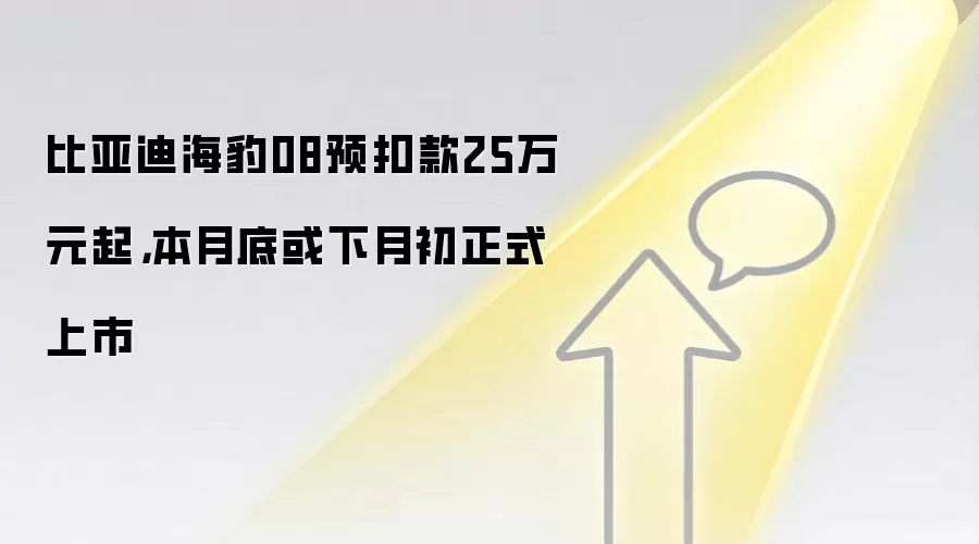 比亚迪海豹08预扣款25万元起，本月底或下月初正式上市