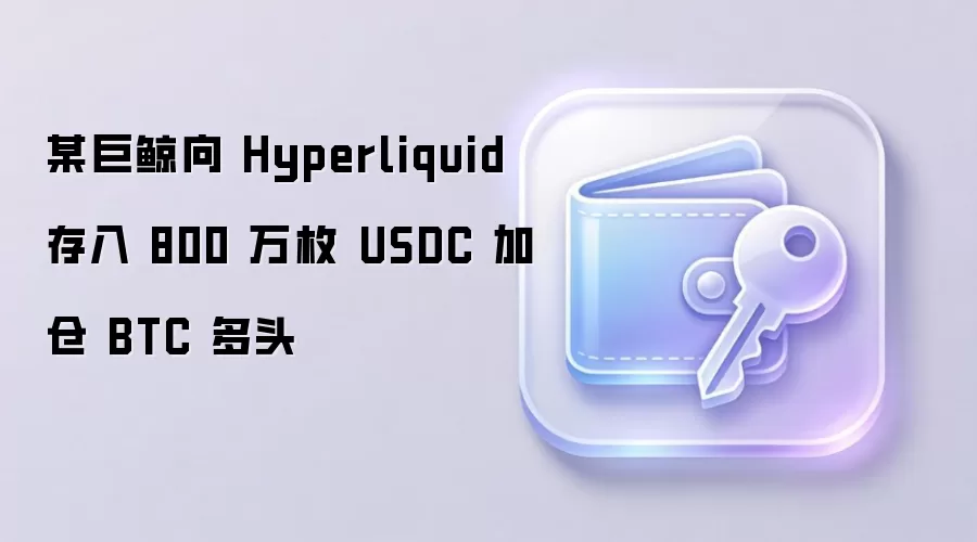 某巨鲸向 Hyperliquid 存入 800 万枚 USDC 加仓 BTC 多头