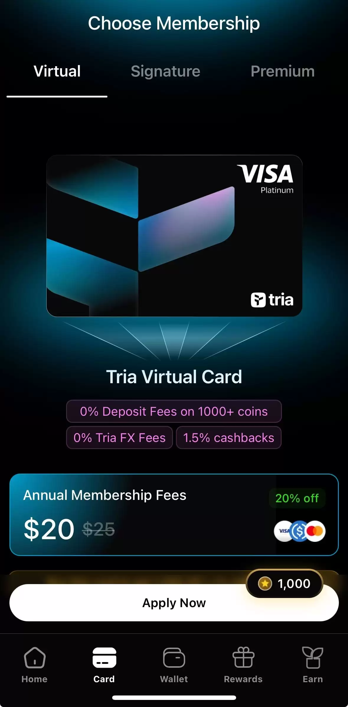Tria Card 2026年实测：自托管加密 Visa 卡全攻略（费用、返现、KYC）