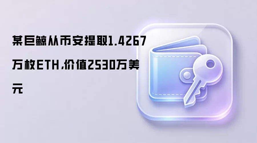 某巨鲸从币安提取1.4267万枚ETH，价值2530万美元