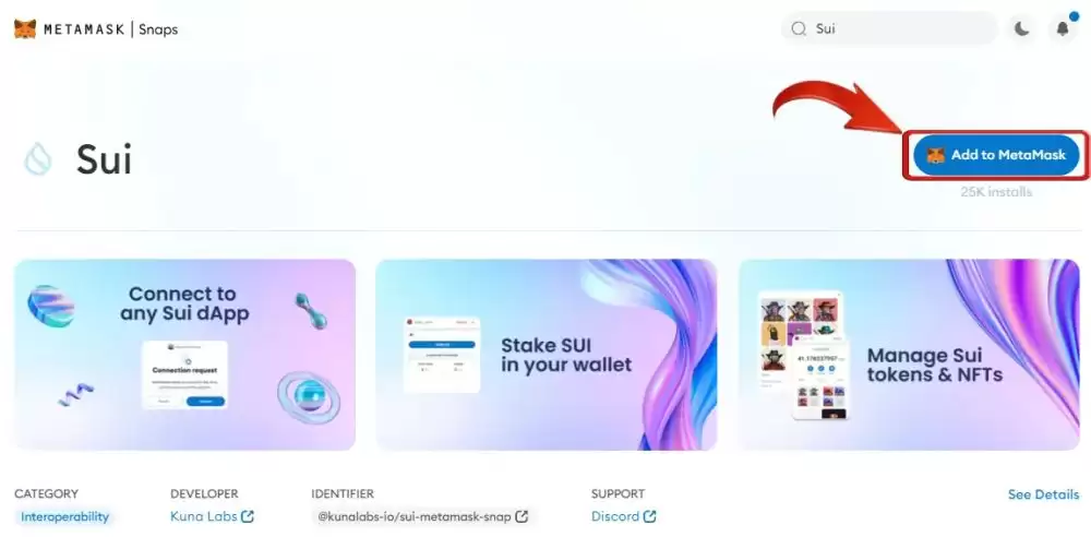 如何将Sui添加Sui MetaMaskwallet?