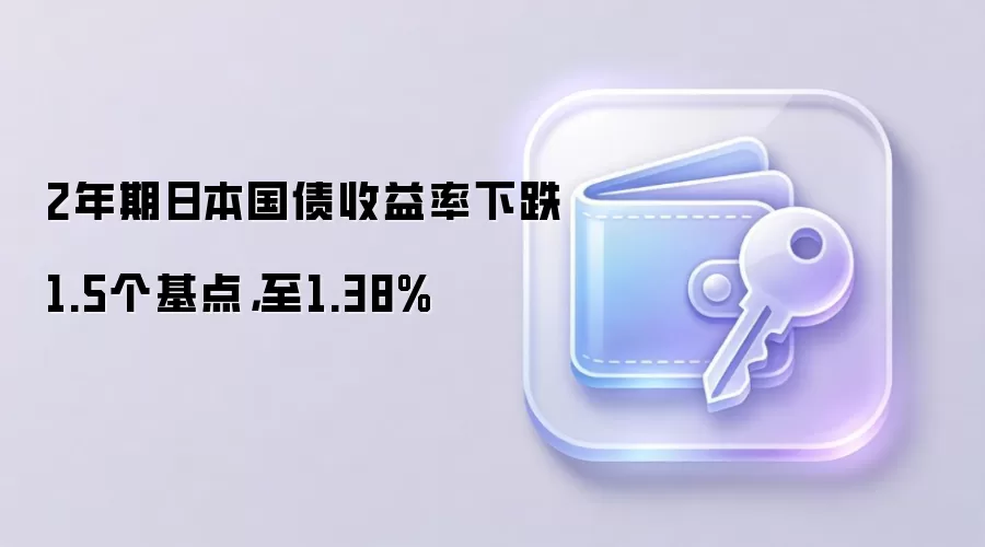 2年期日本国债收益率下跌1.5个基点,至1.38%
