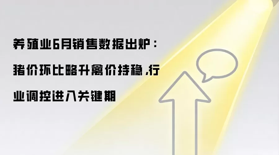 养殖业6月销售数据出炉：猪价环比略升禽价持稳，行业调控进入关键期