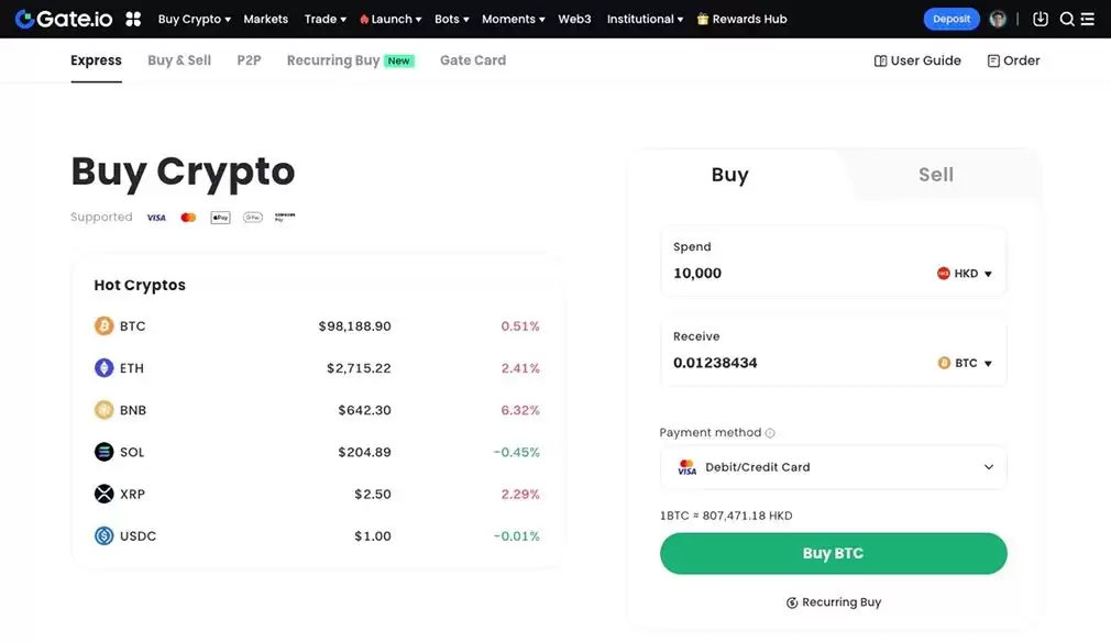 Gate.io。