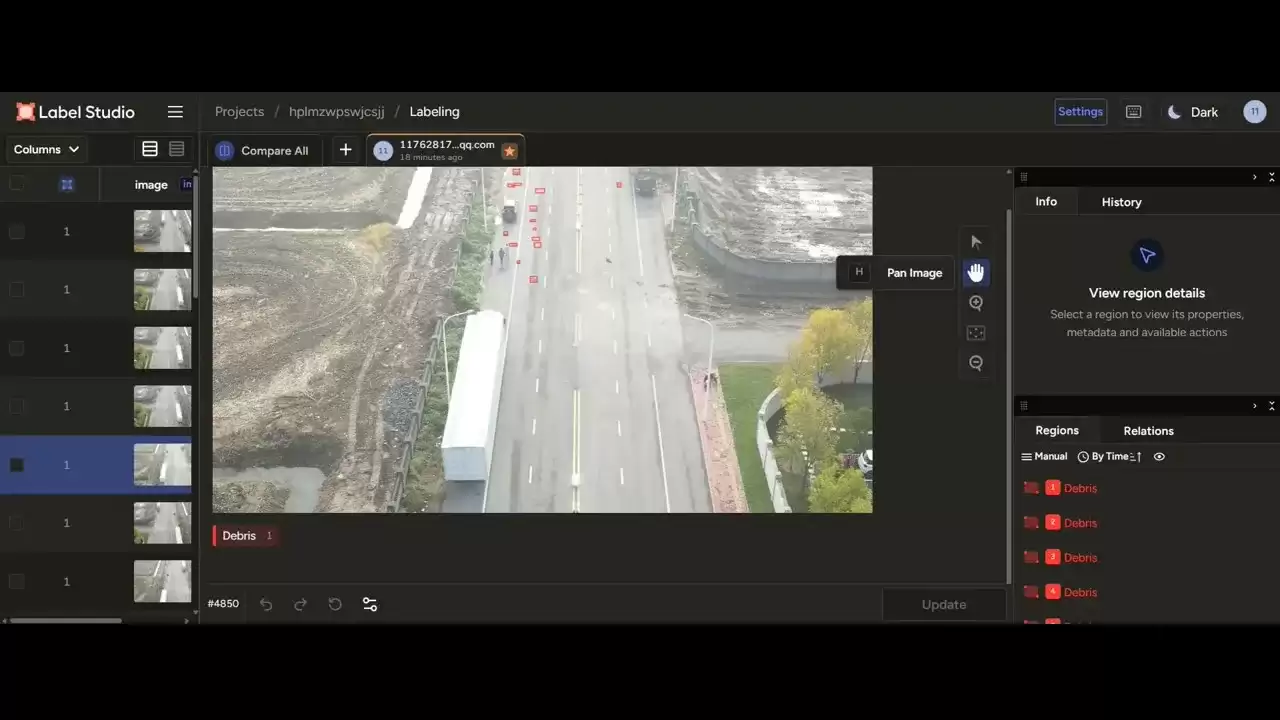 航拍路面杂物抛洒物检测数据集 标注界面示例