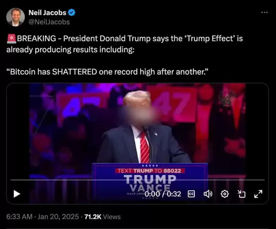 特朗普邀功比特币连创新高皆因特朗普效应!比特币杂志开喷TRUMP币
