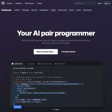 GitHub Copilot-由GitHub与OpenAI合作开发的智能编程工具