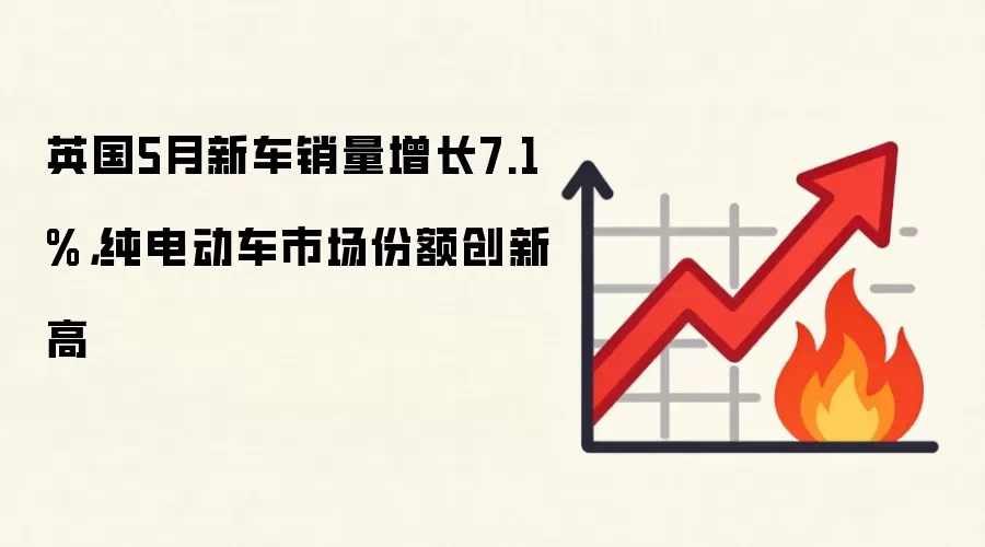 英国5月新车销量增长7.1%，纯电动车市场份额创新高
