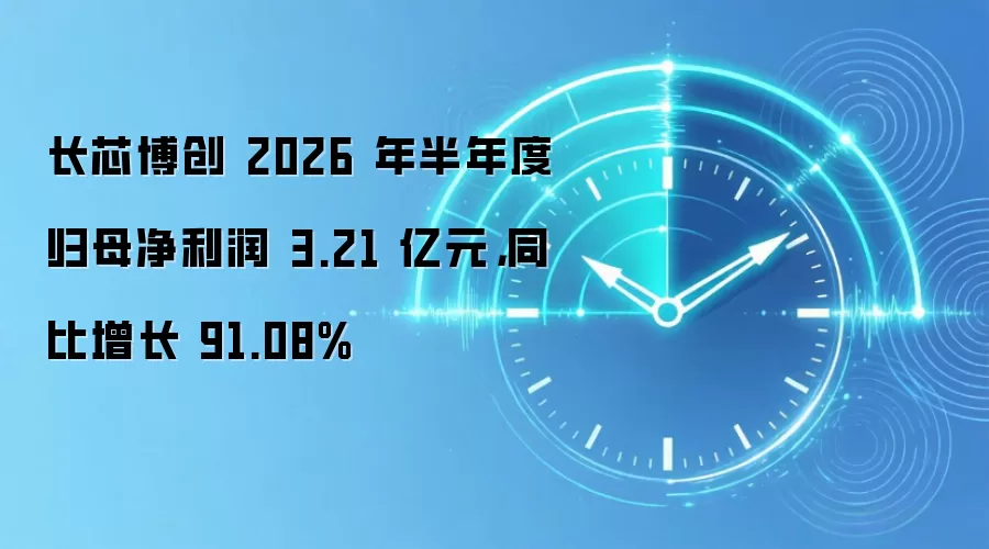 长芯博创 2026 年半年度归母净利润 3.21 亿元，同比增长 91.08%