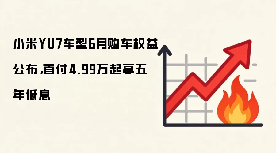 小米YU7车型6月购车权益公布，首付4.99万起享五年低息