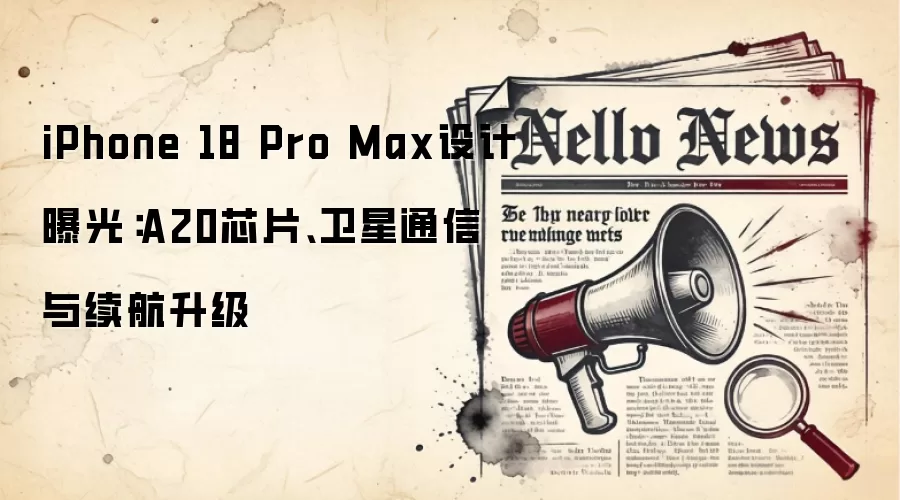 iPhone 18 Pro Max设计曝光：A20芯片、卫星通信与续航升级